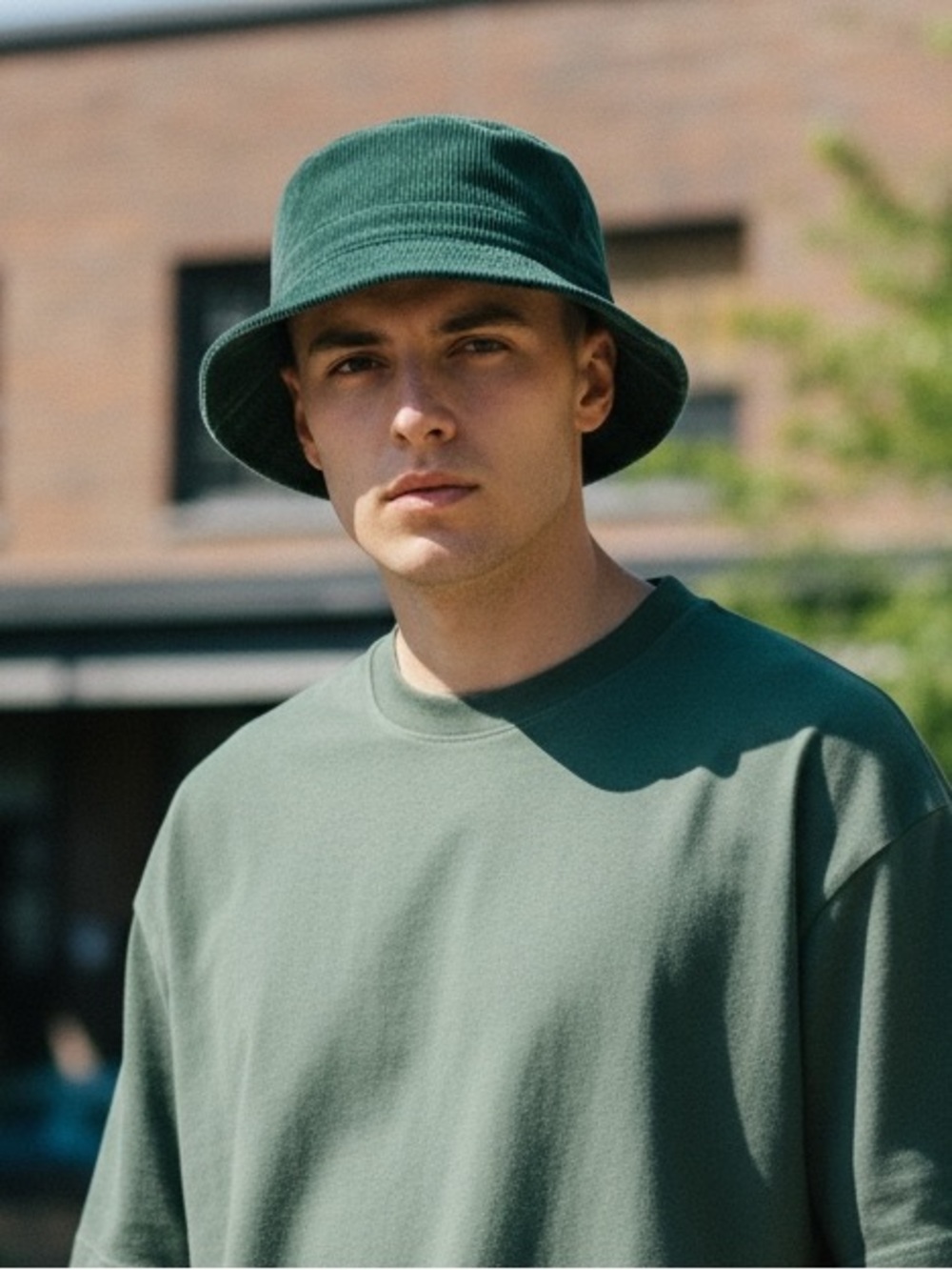 American Eagle Outfitters Men's Bucket Hat in Dark Green Corduroy